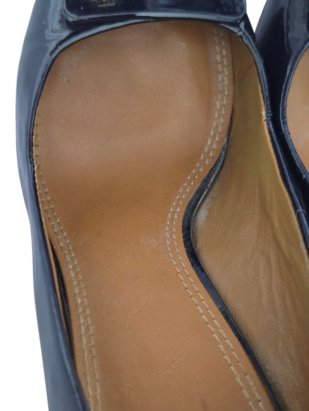 Tory Burch Yardley Navy Blue Patent Leather Square Toe Block Heel Pump - Picture 8 of 13
